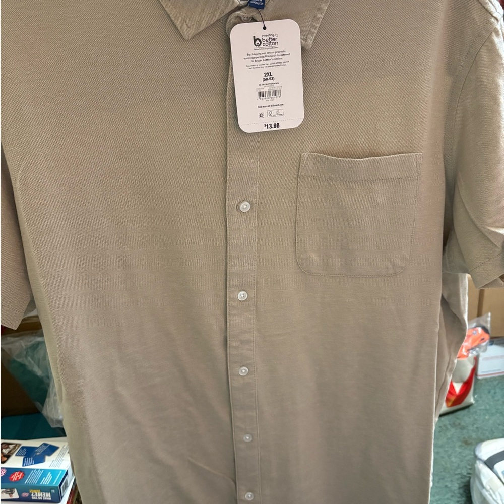 George Men's Beige Casual Button-Down Shirt